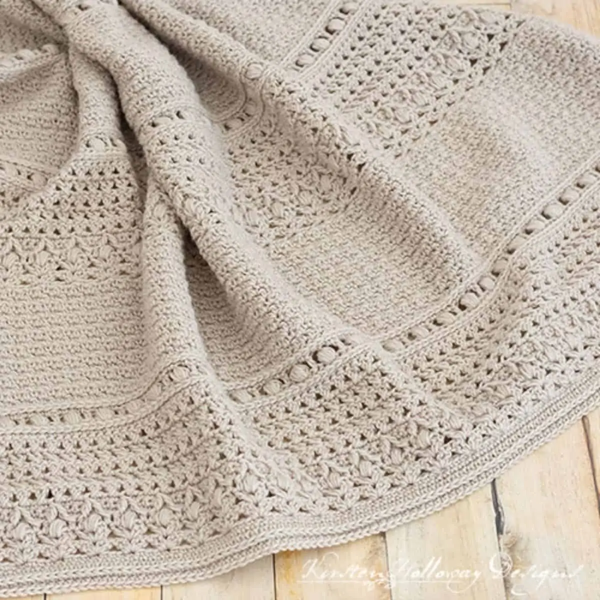 neutral crochet blanket with texture