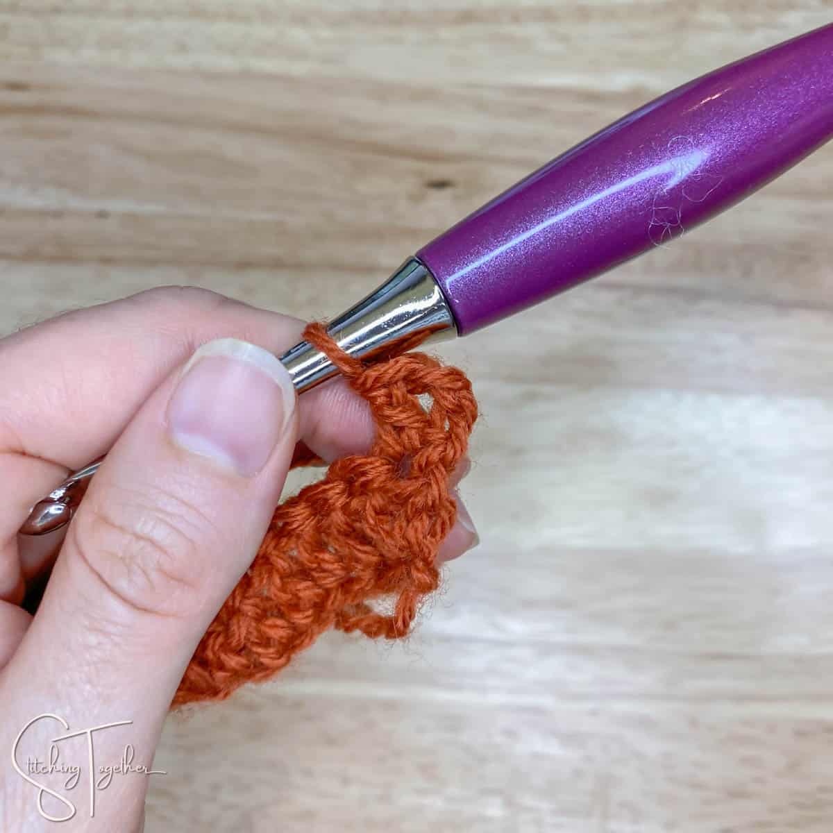 starting row 2 of ripple crochet stitch