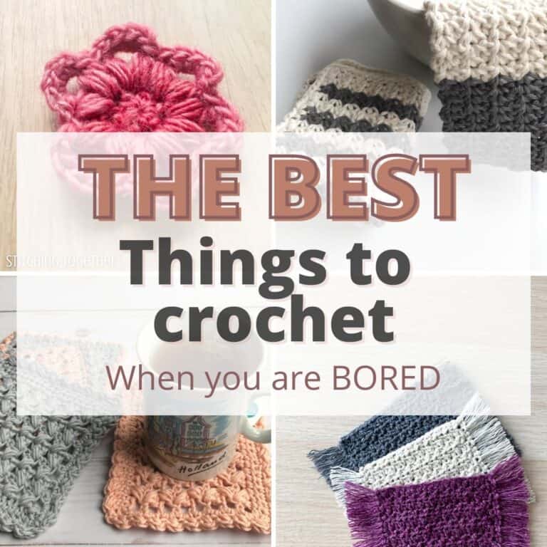 collage showing the best things to crochet when bored