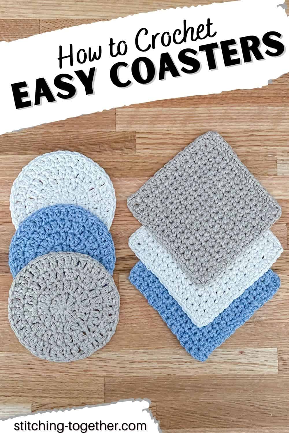round and square crochet coasters