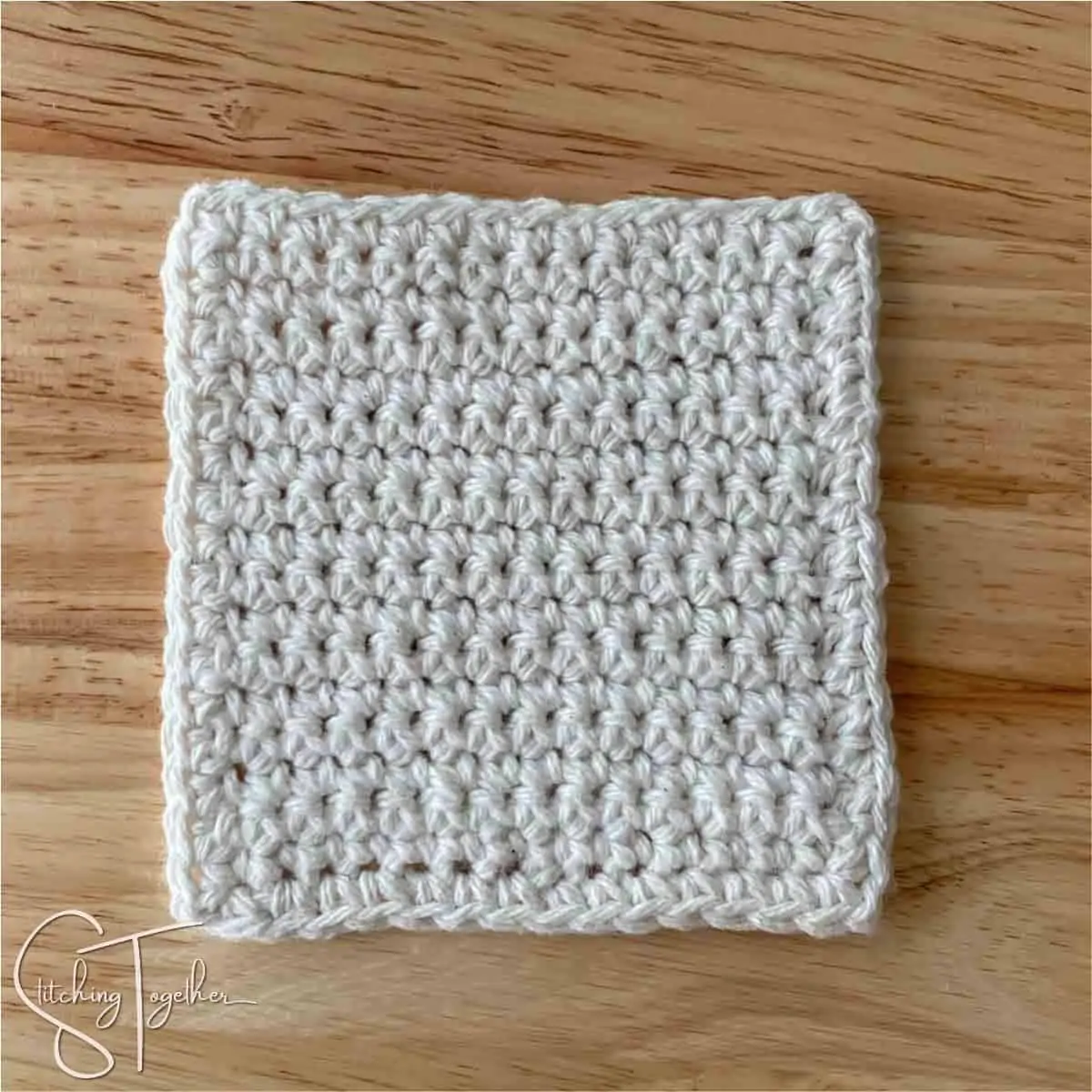 completed easy square crochet coaster