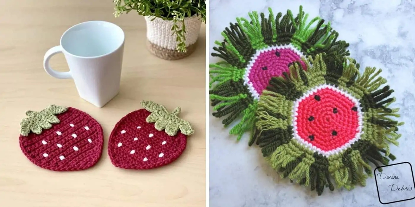 strawberry and watermelon coasters