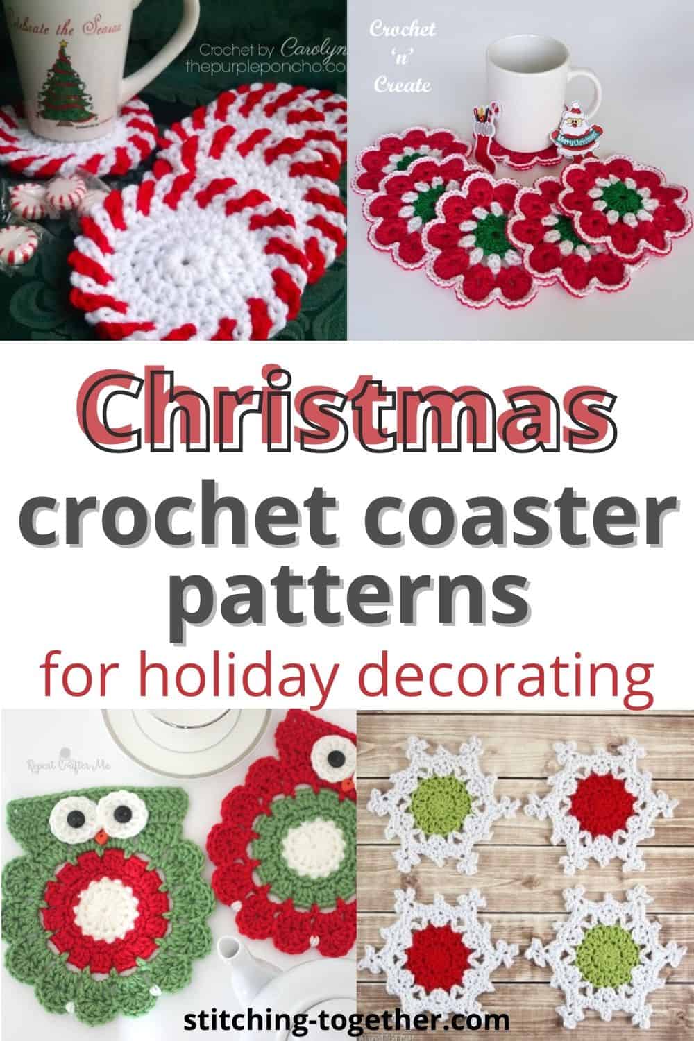15+ Cute Crochet Christmas Coasters