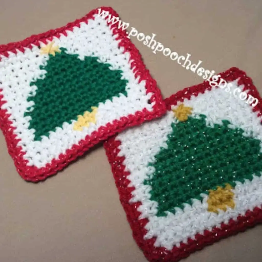 Christmas tree coaster crochet