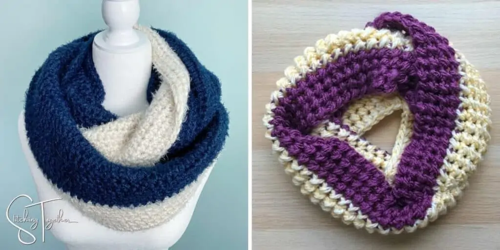 2 color blocked infinity scarves