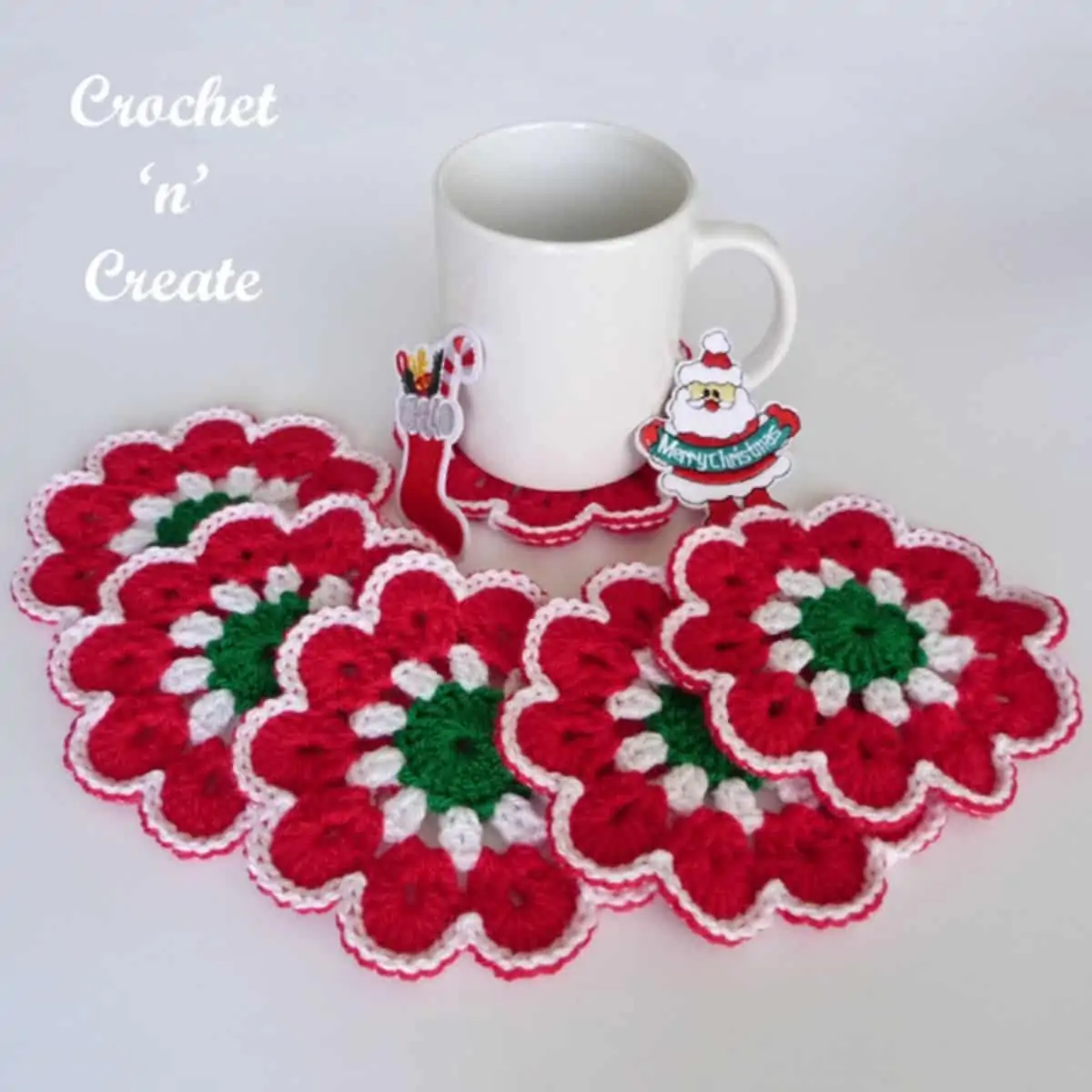 crochet round flower coasters