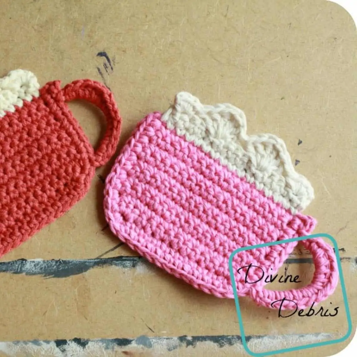 coffee mug shaped crochet coasters