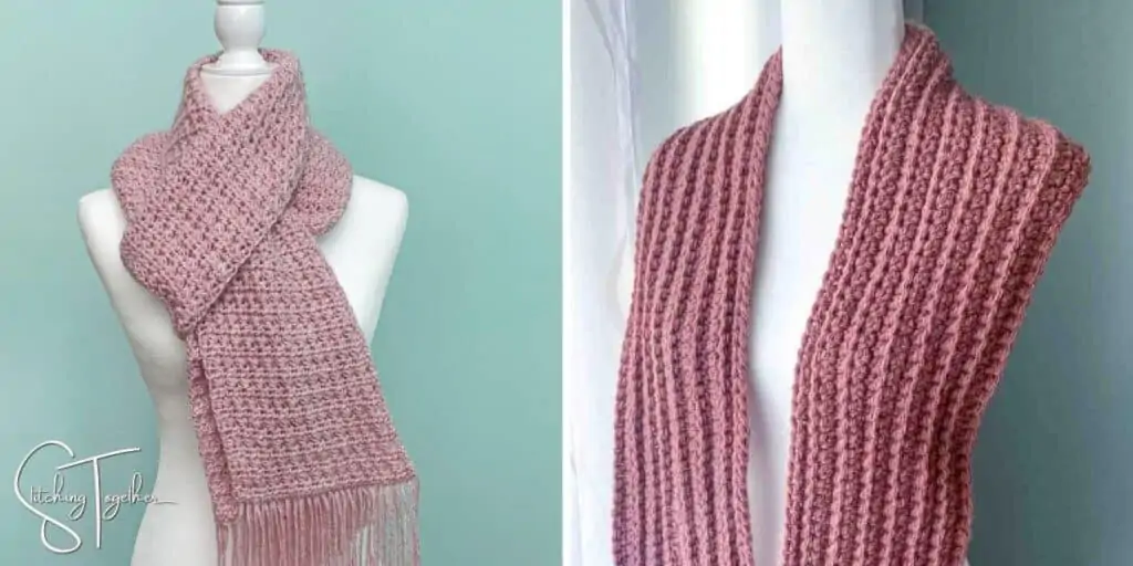 pink warm winter crochet scarves