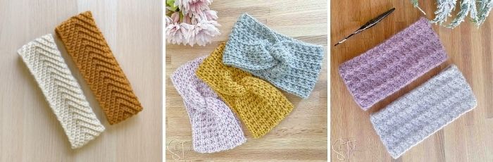 3 different types of crochet headband ear warmers