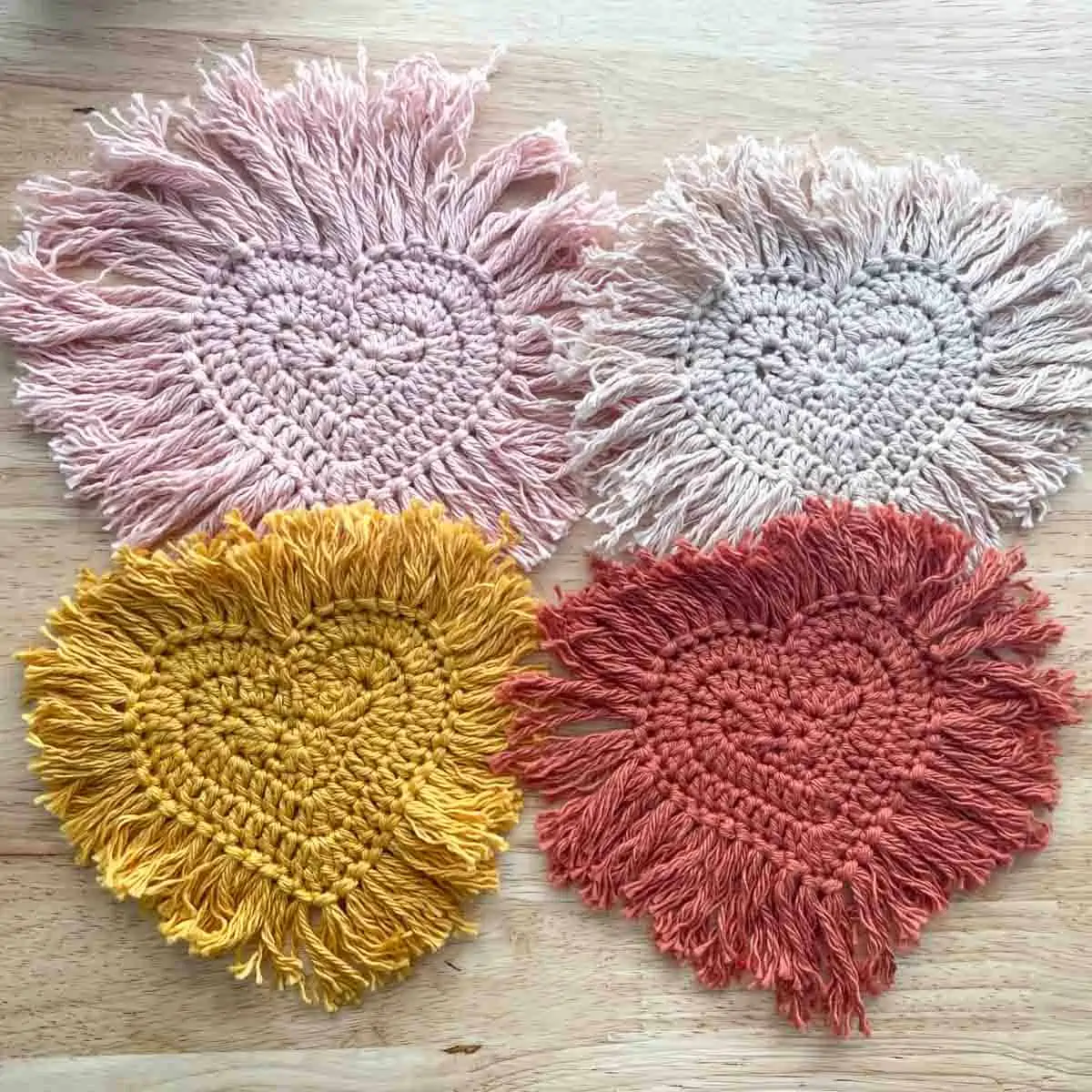 crochet hearts with crazy fringe