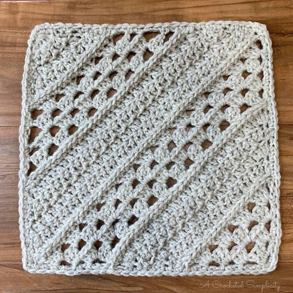 crochet square with a diagonal motif