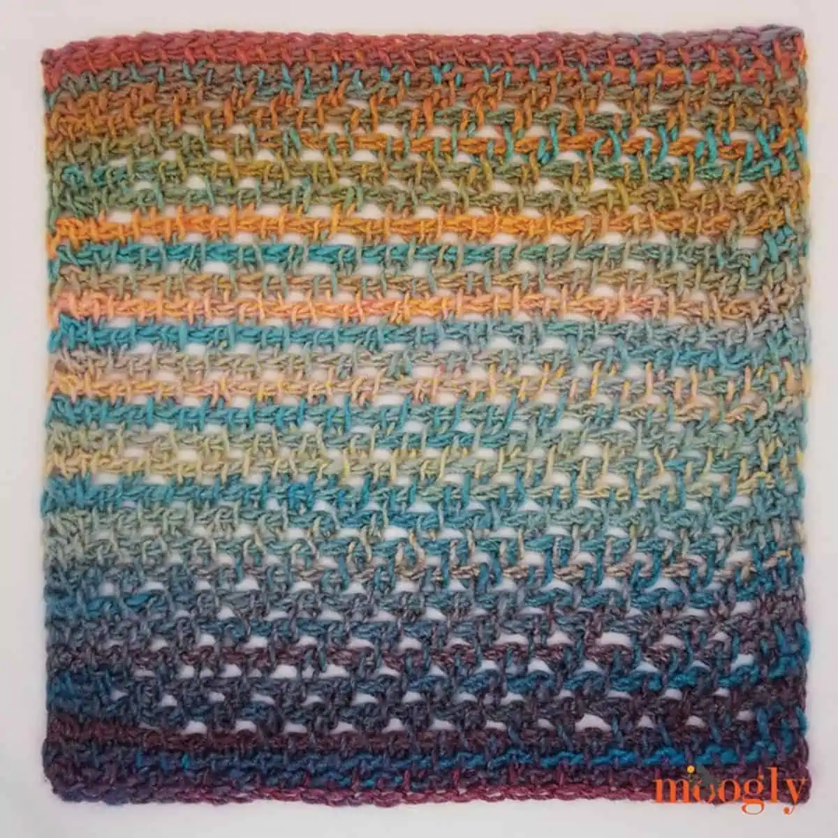 self striping crochet Tunisian square