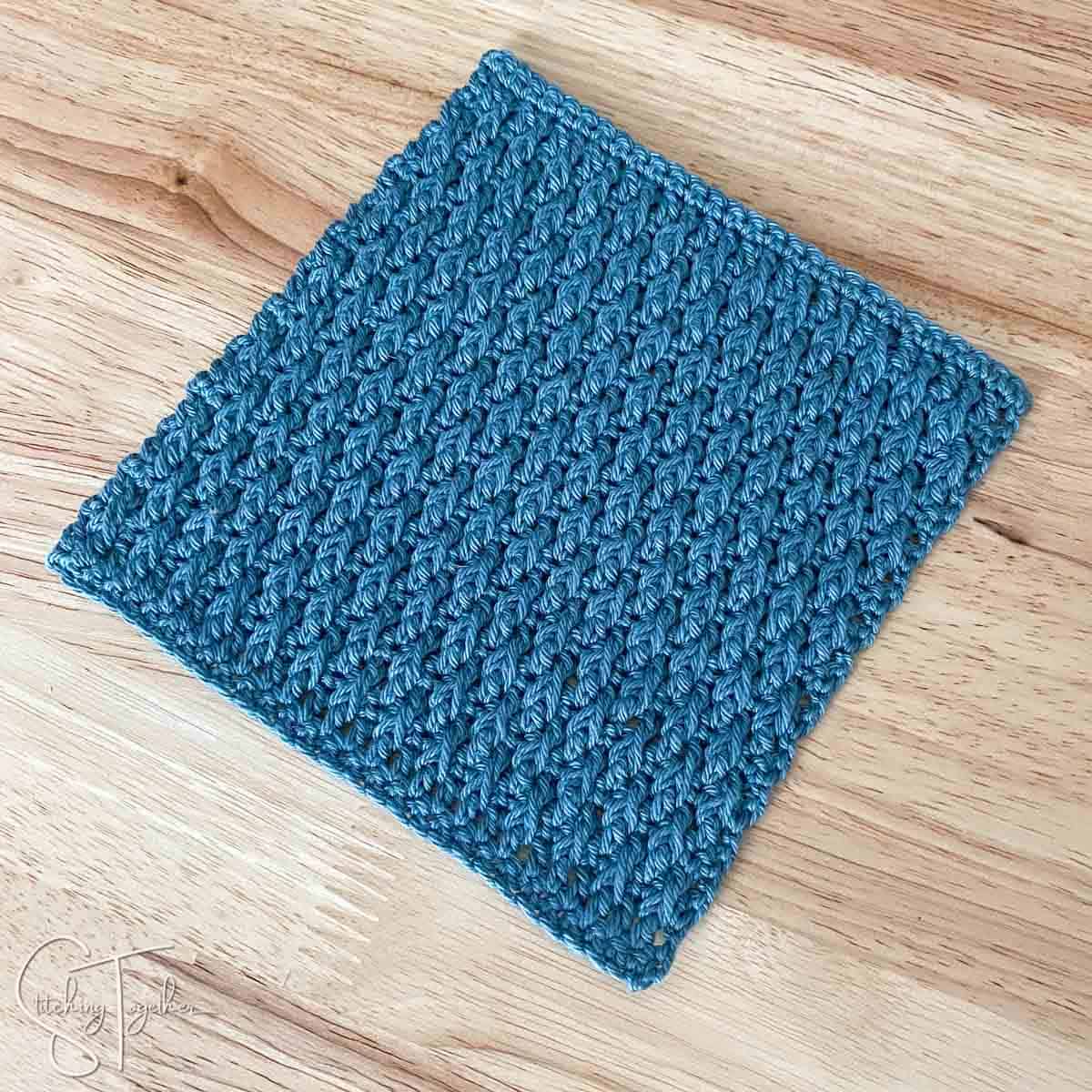 alpine stitch crochet swatch laying flat