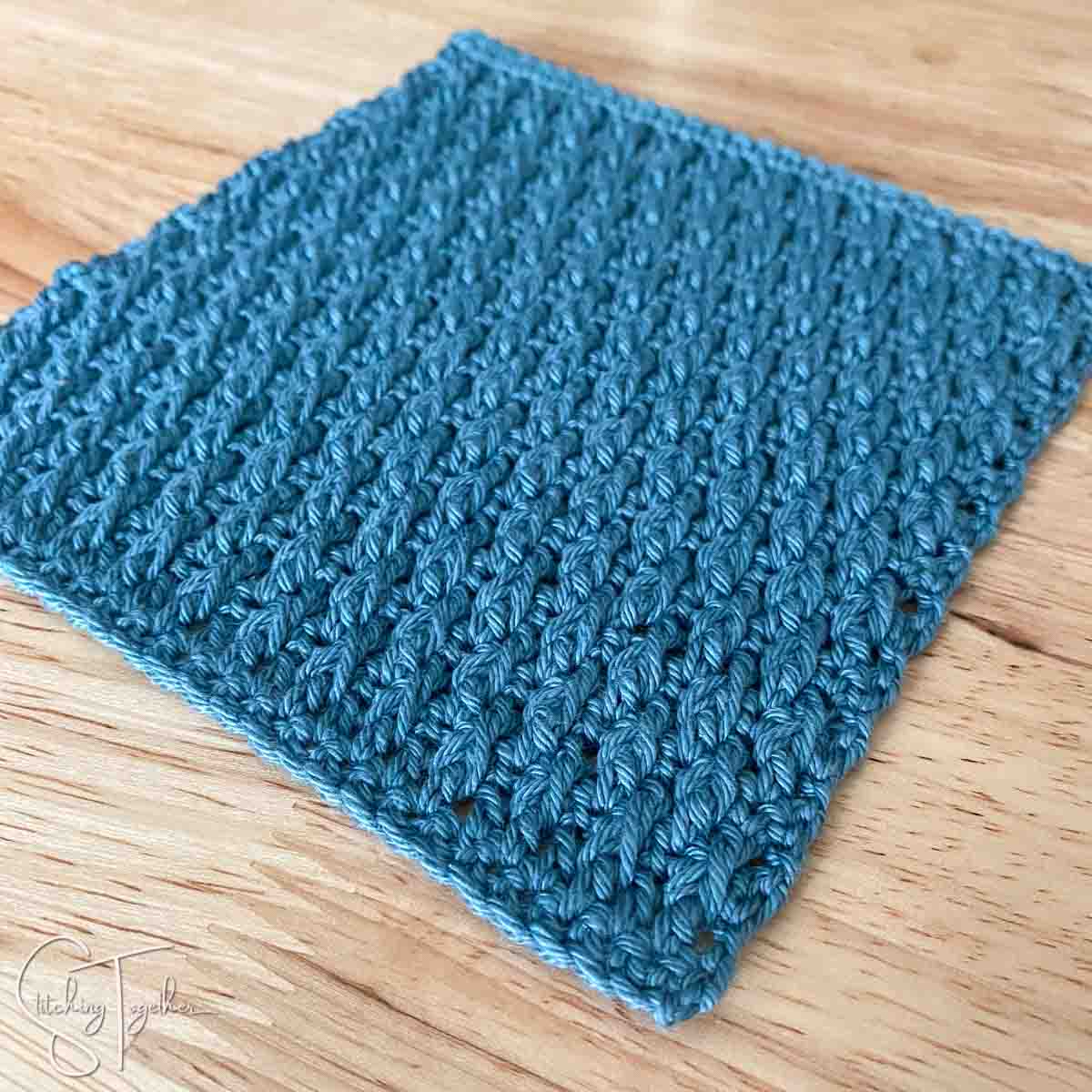 crochet swatch of the alpine stitch from the bottom corner