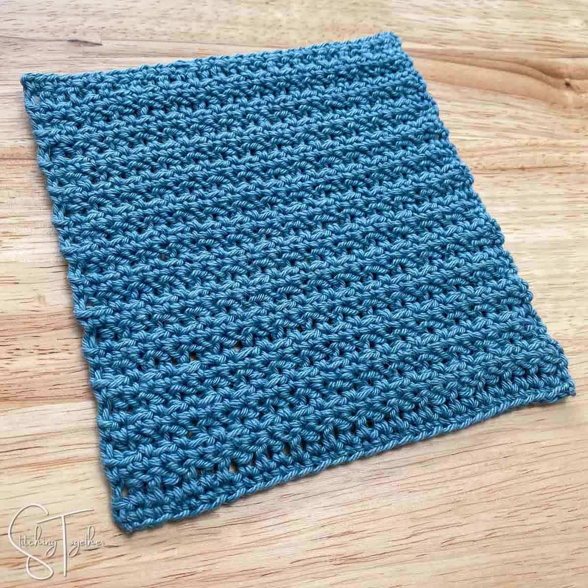 crochet swatch of showing the wrong side of the alpine stitch