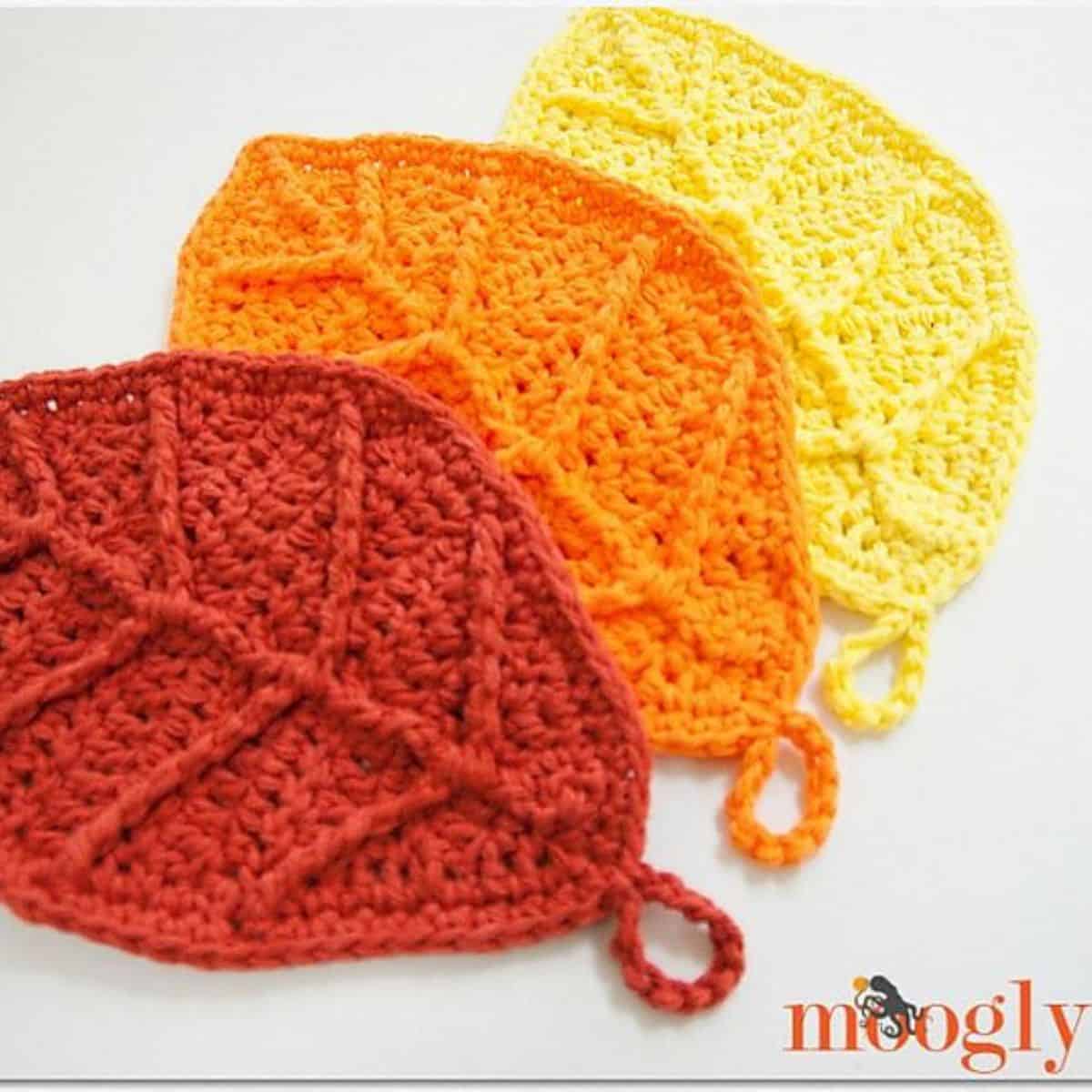 colorful crochet leaves