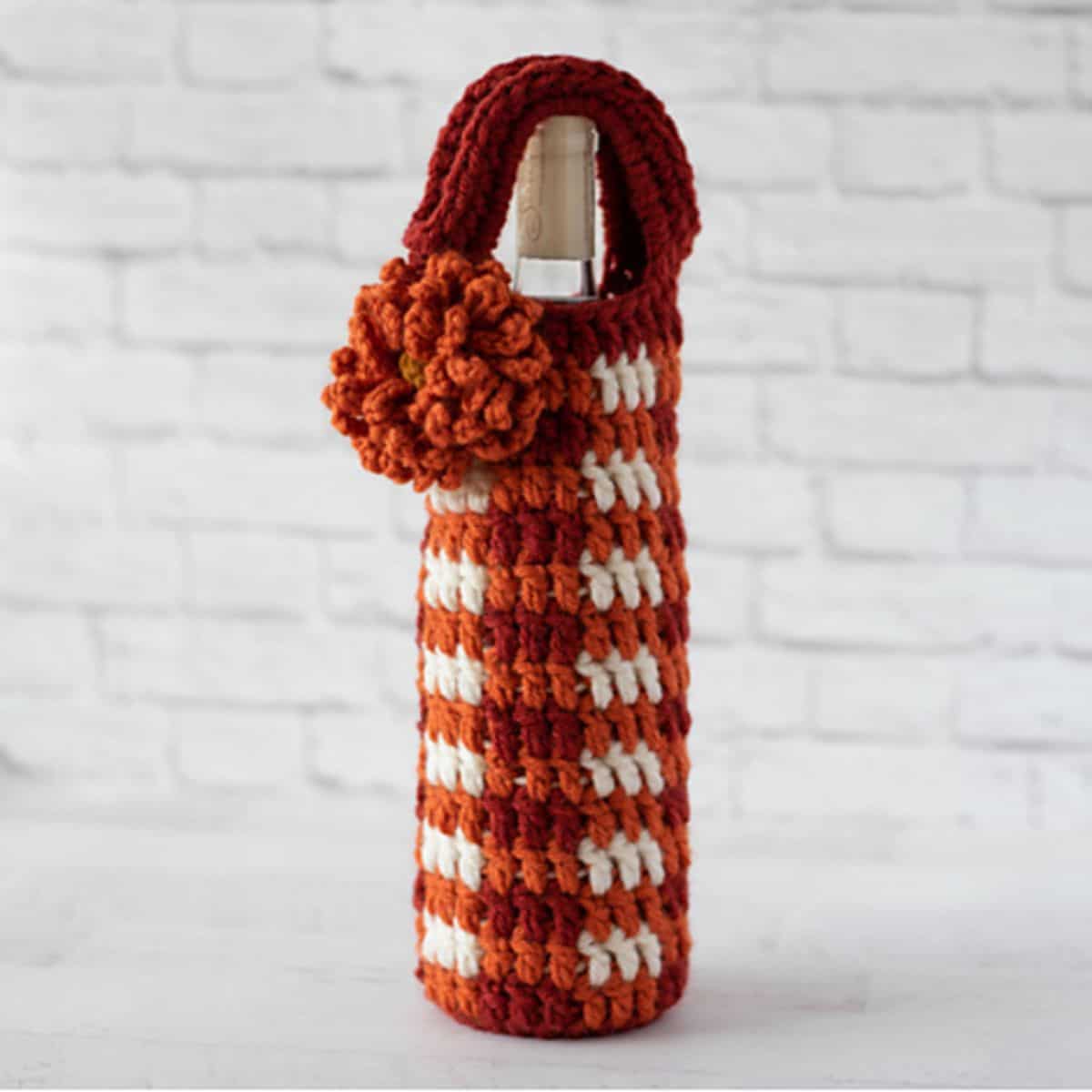 fall themed crochet wine cozy