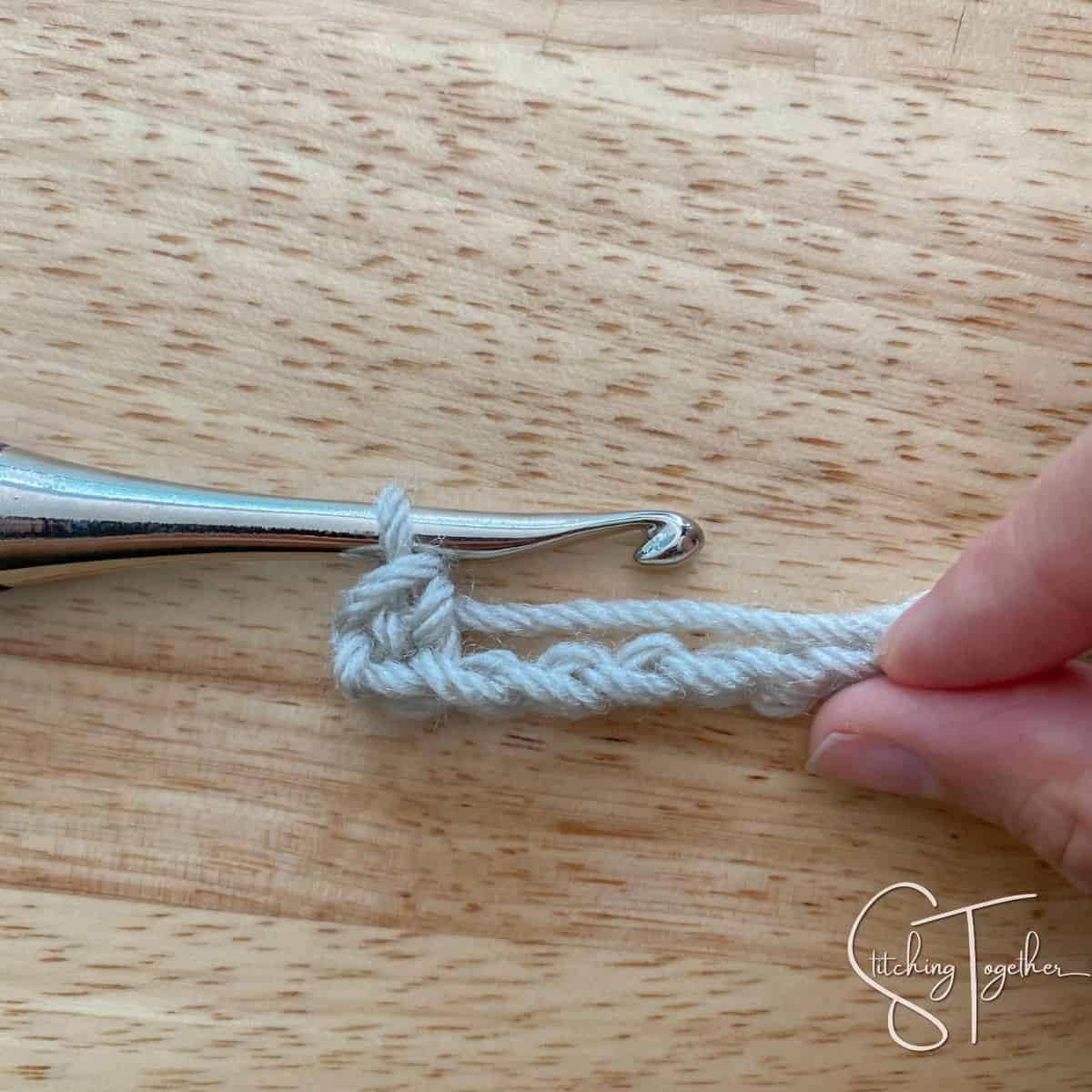 left working a single crochet into a chain