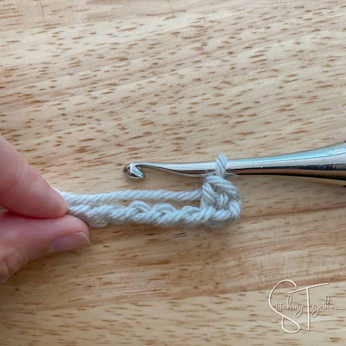wroking a single crochet into a chain