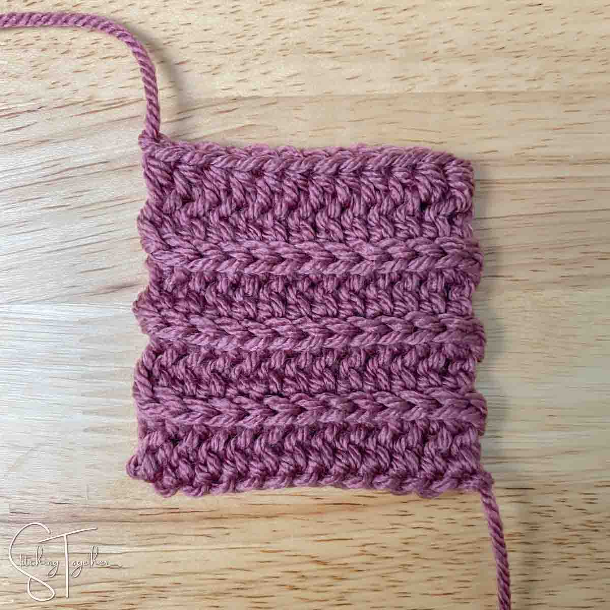 crochet swatch of 3rd loop only hdc