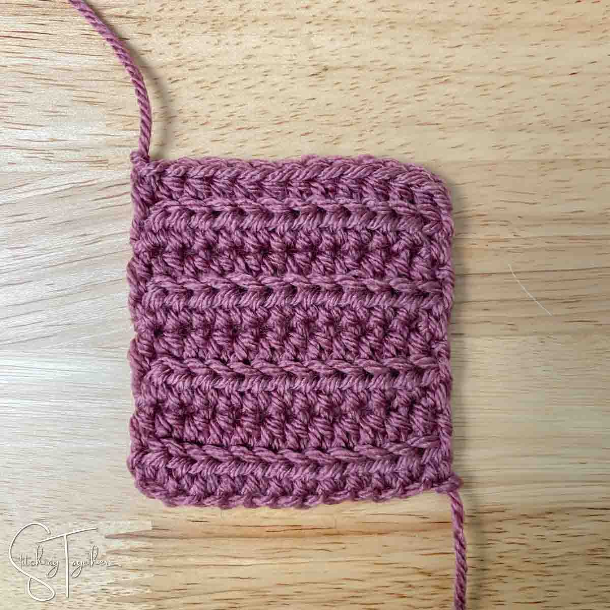 crochet swatch of back loop only hdc