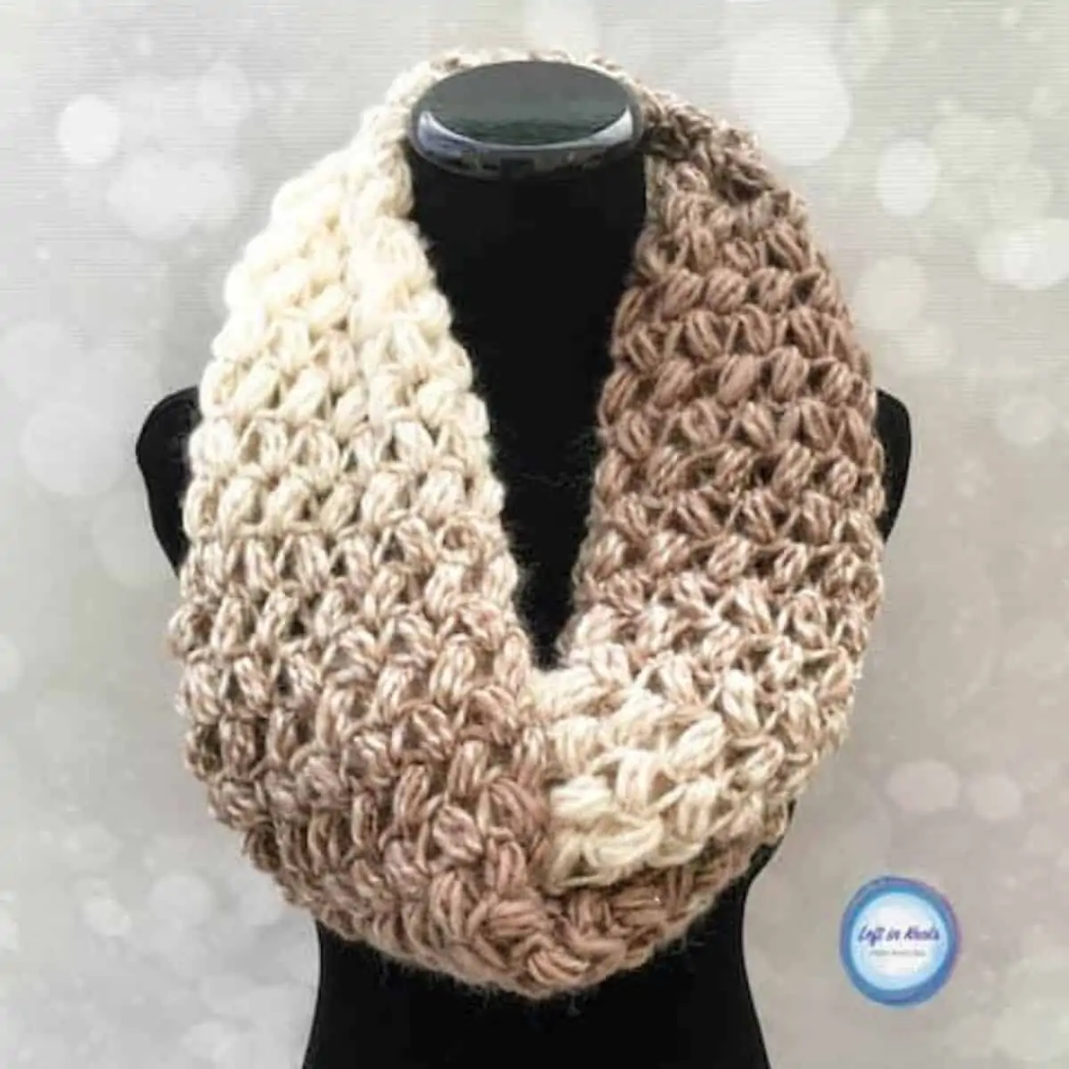 bean stitch infinity scarf on a mannequin