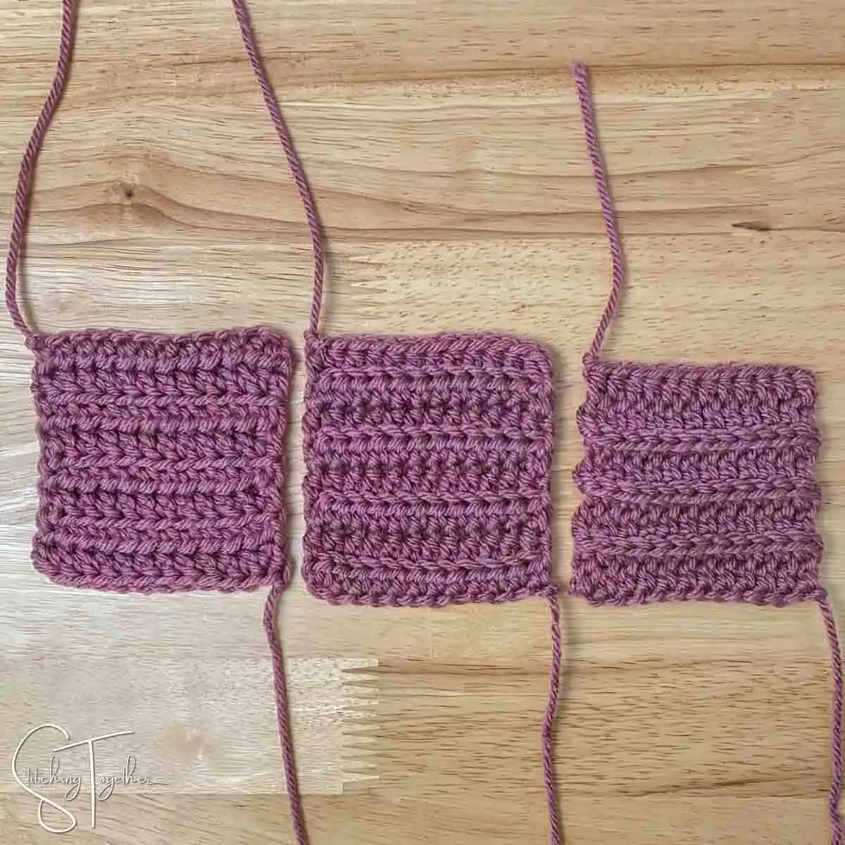 3 different crochet swatches