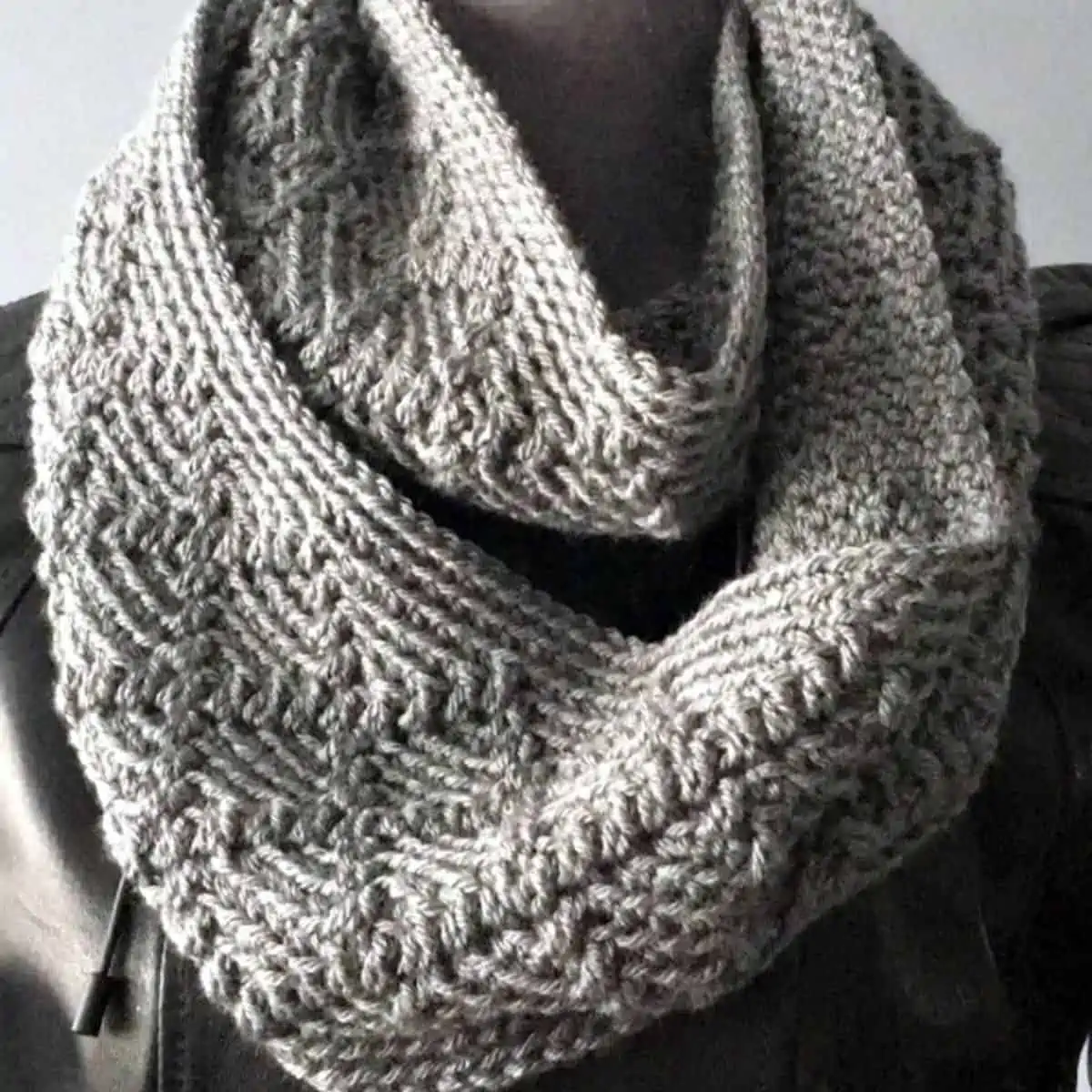 gray crochet scarf