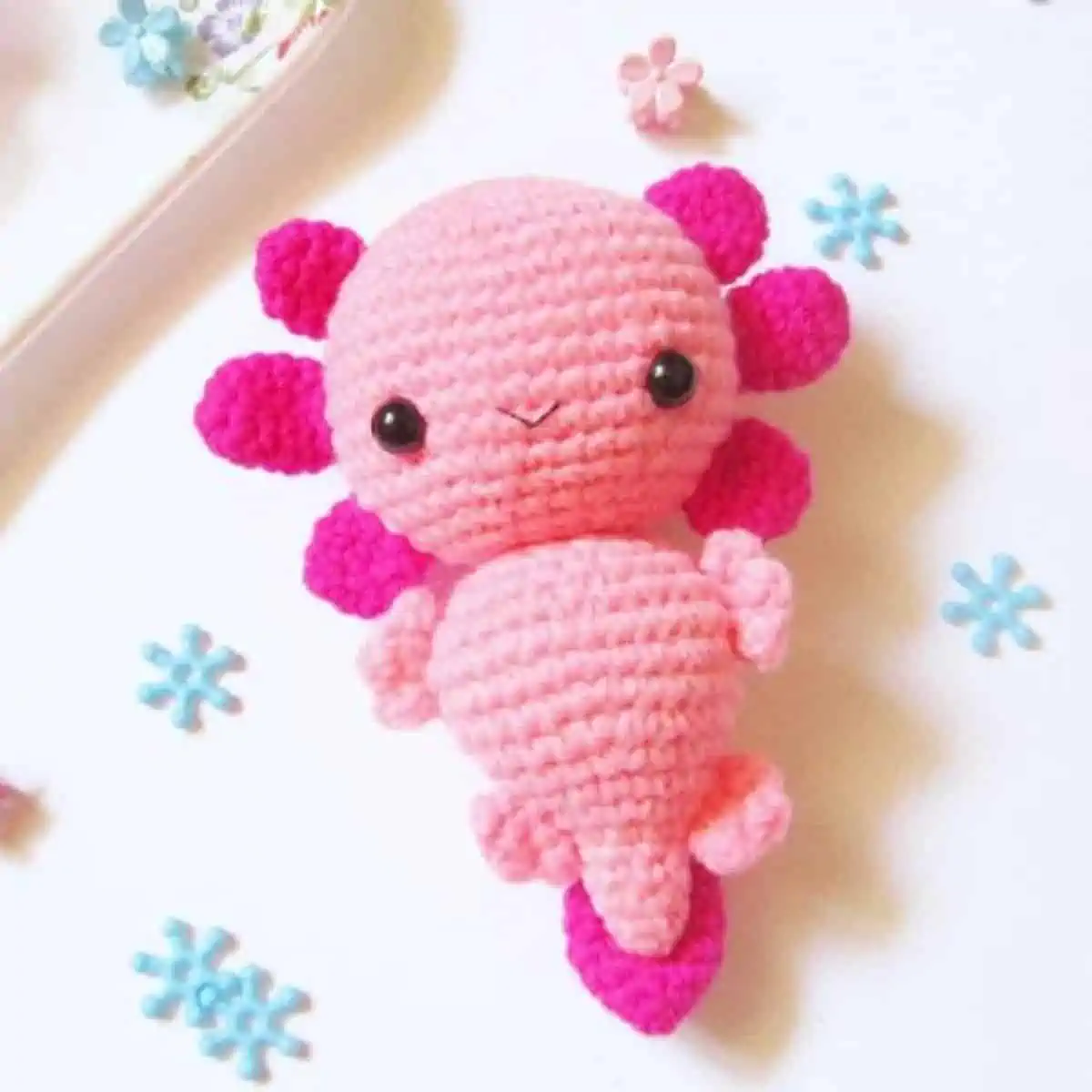 pink crochet axolotl