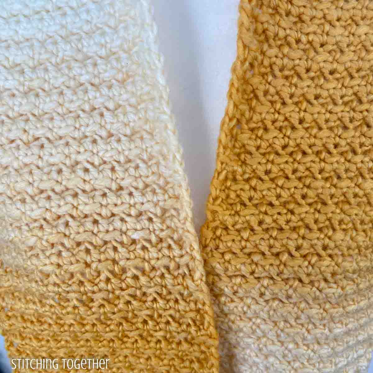 close up of the wrong side of the alpine crochet stitch
