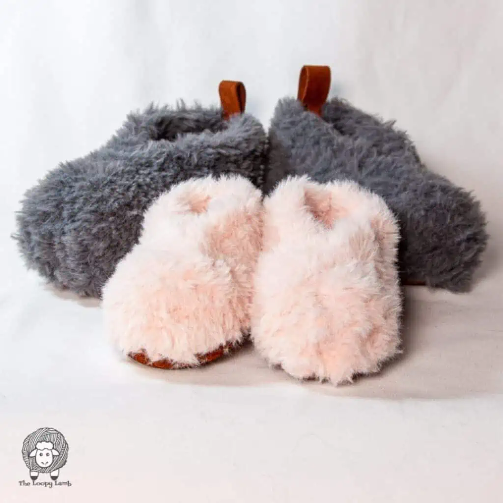 2 pairs of fuzzy crochet slippers