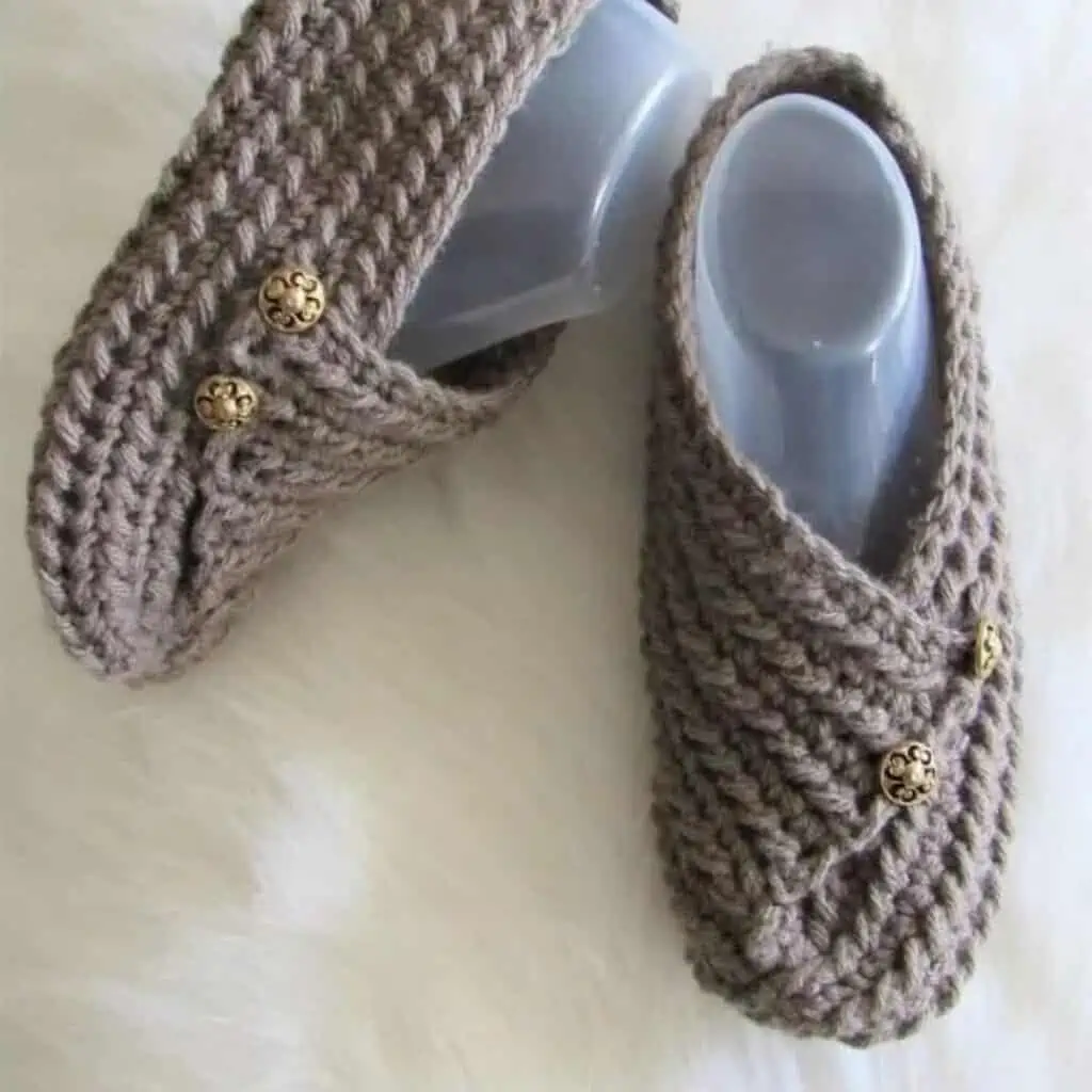 a pair of crochet slippers
