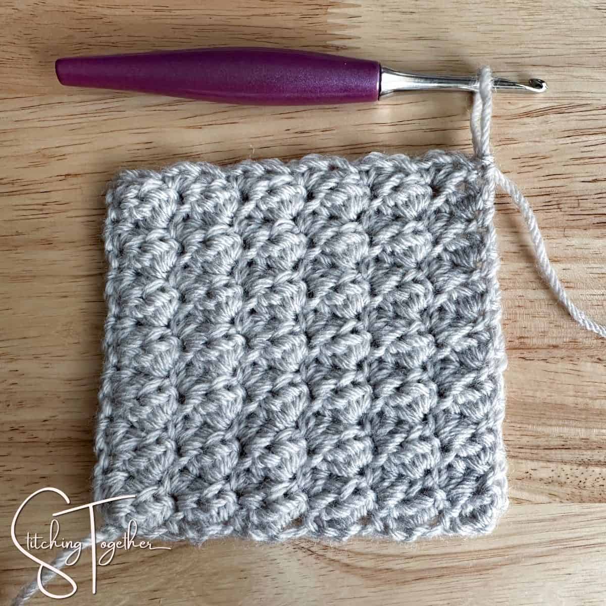 completed swatch of the crochet sedge stitch