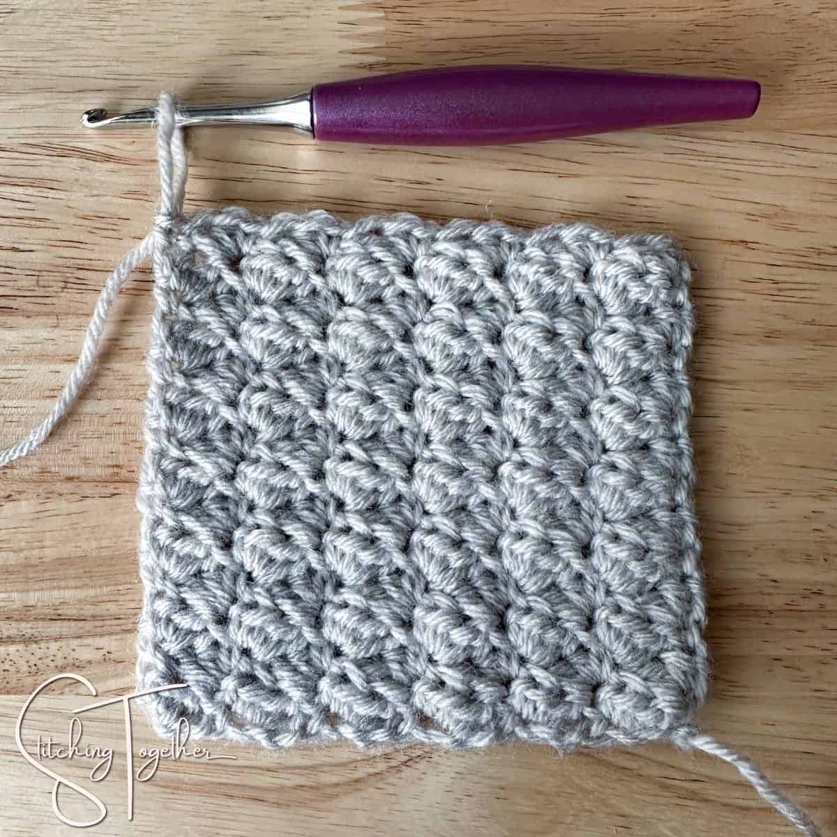 completed swatch of the crochet sedge stitch