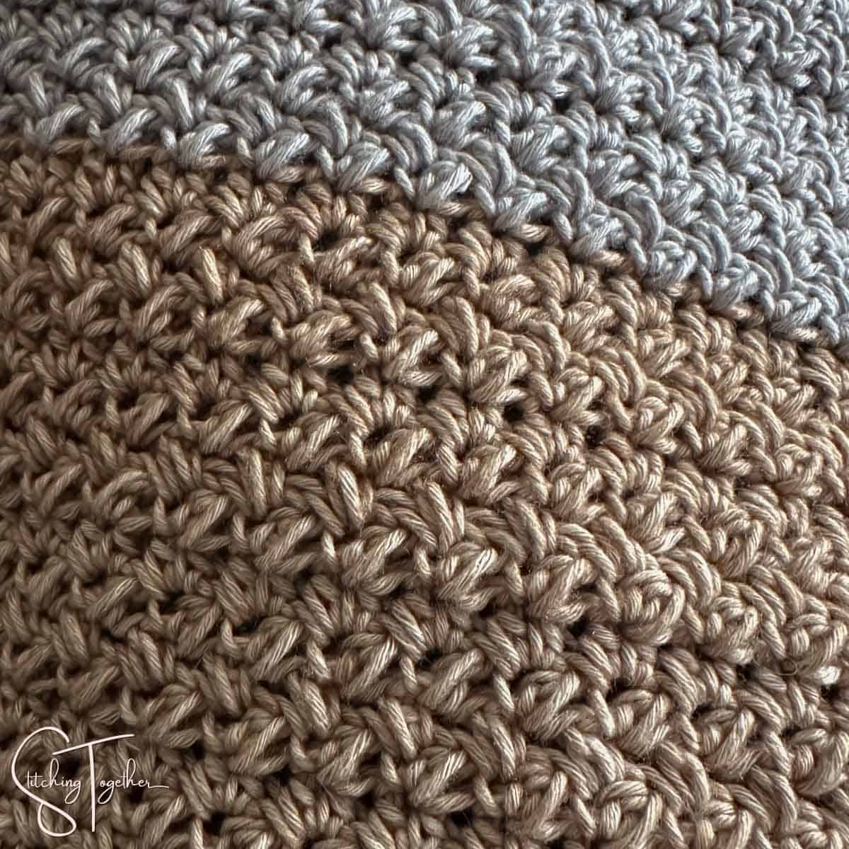 close up of textured crochet stitches