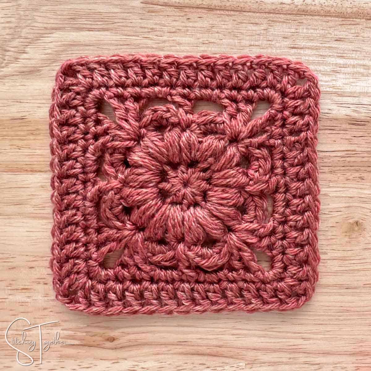 close up of unique crochet granny motif