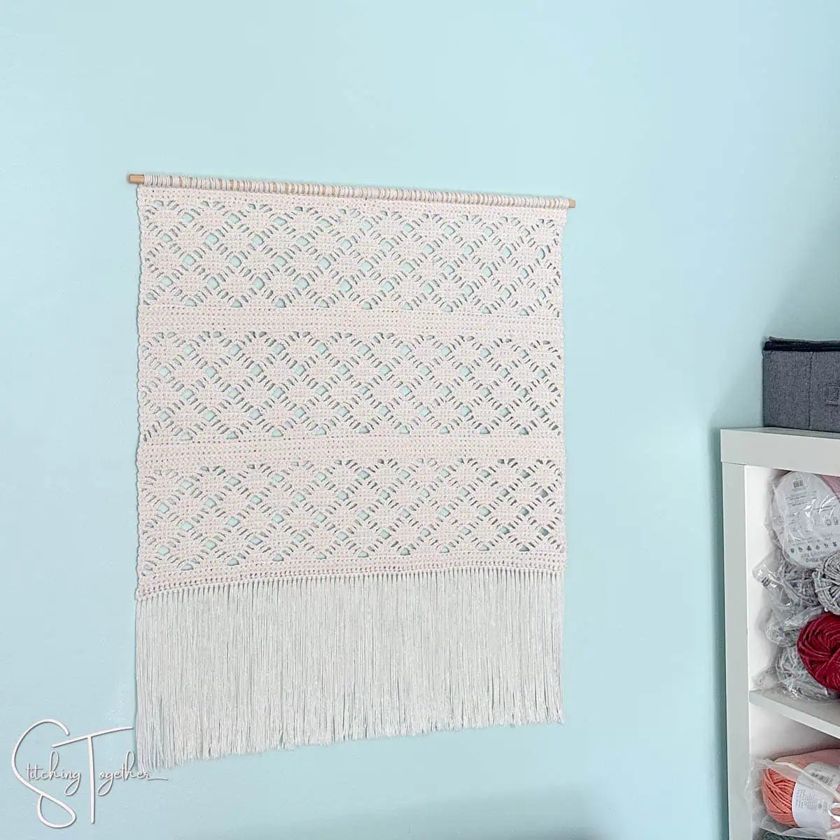 crochet wall hanging with fringe