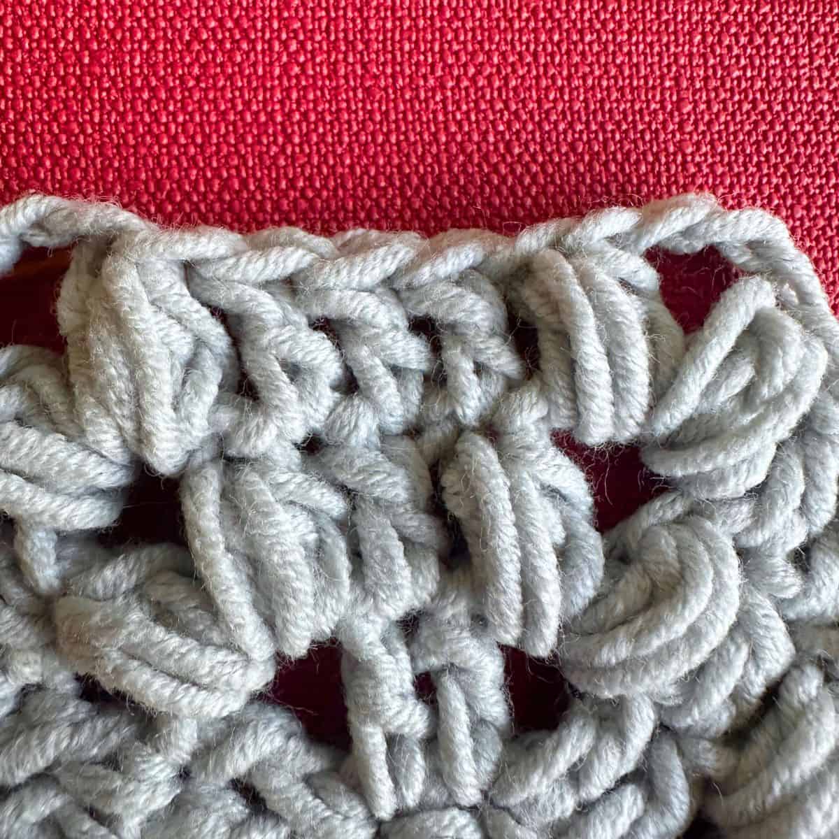 close up of crochet stitches