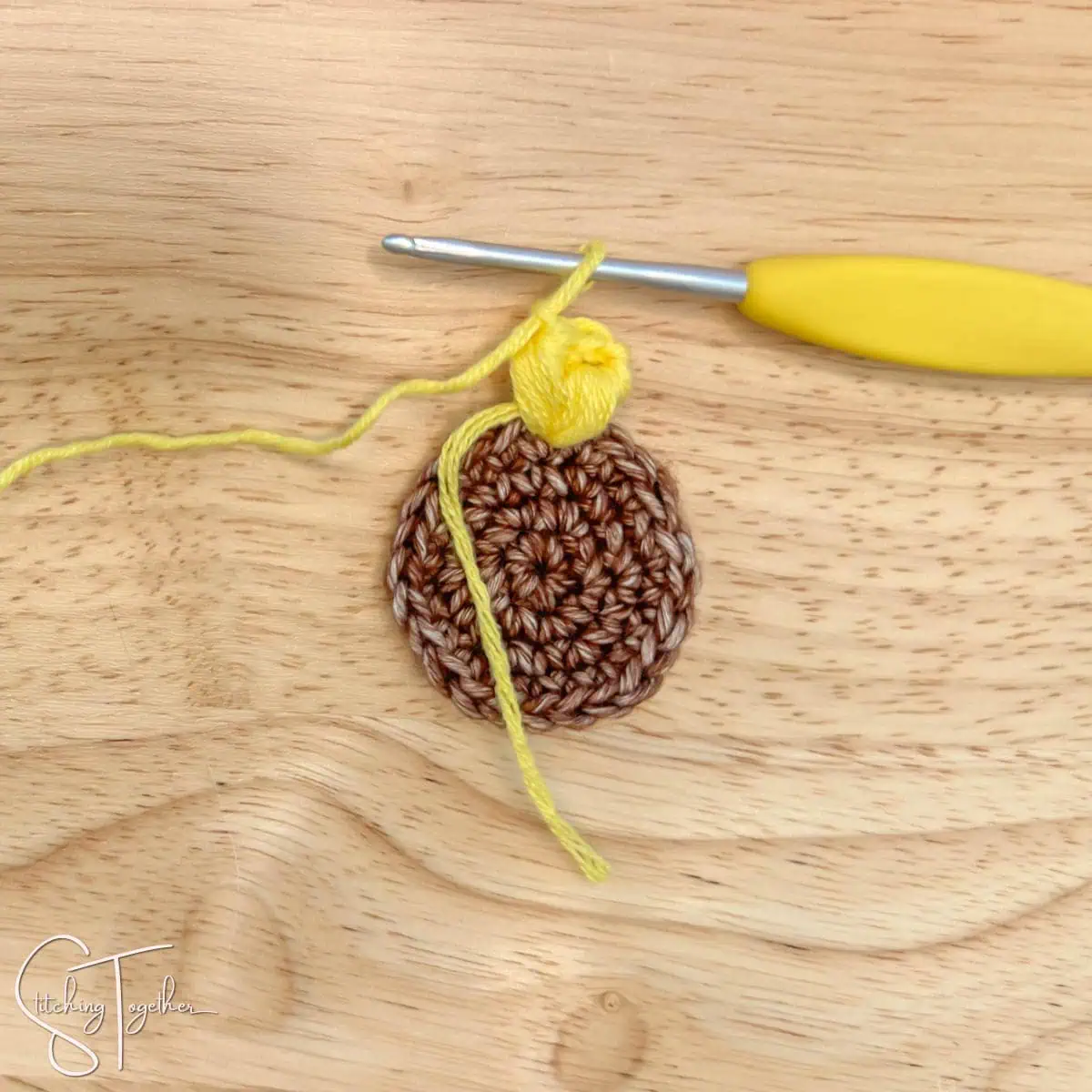 step by step crocheting the petals of a sunflower 4