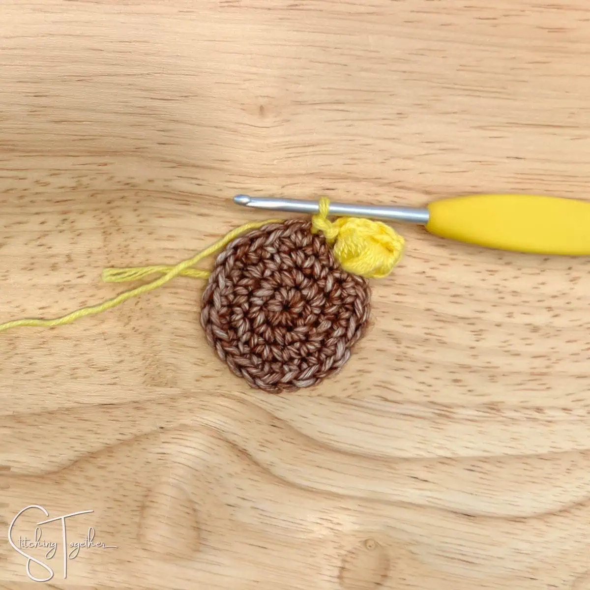 step by step crocheting the petals of a sunflower 6