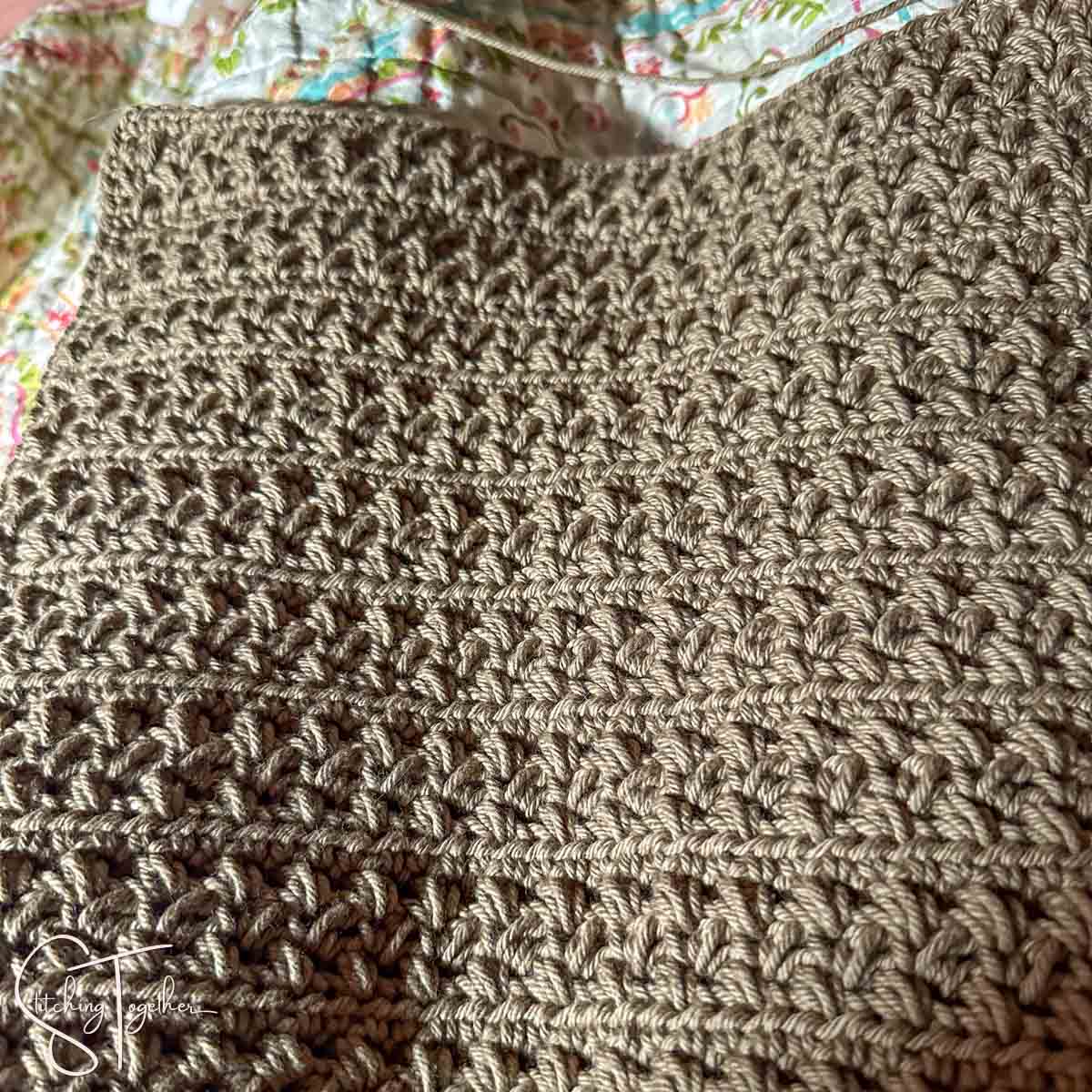 close up of crochet stitches