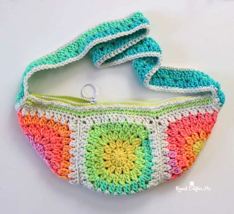 bright crochet granny square bag 