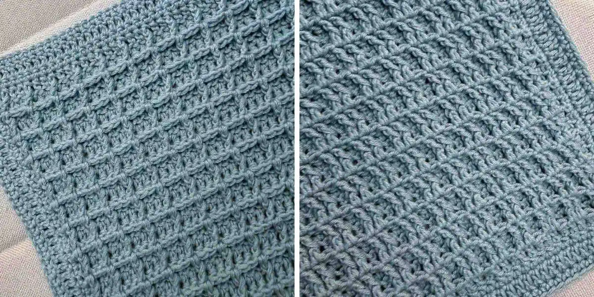 close up of the waffle stitch crochet pattern