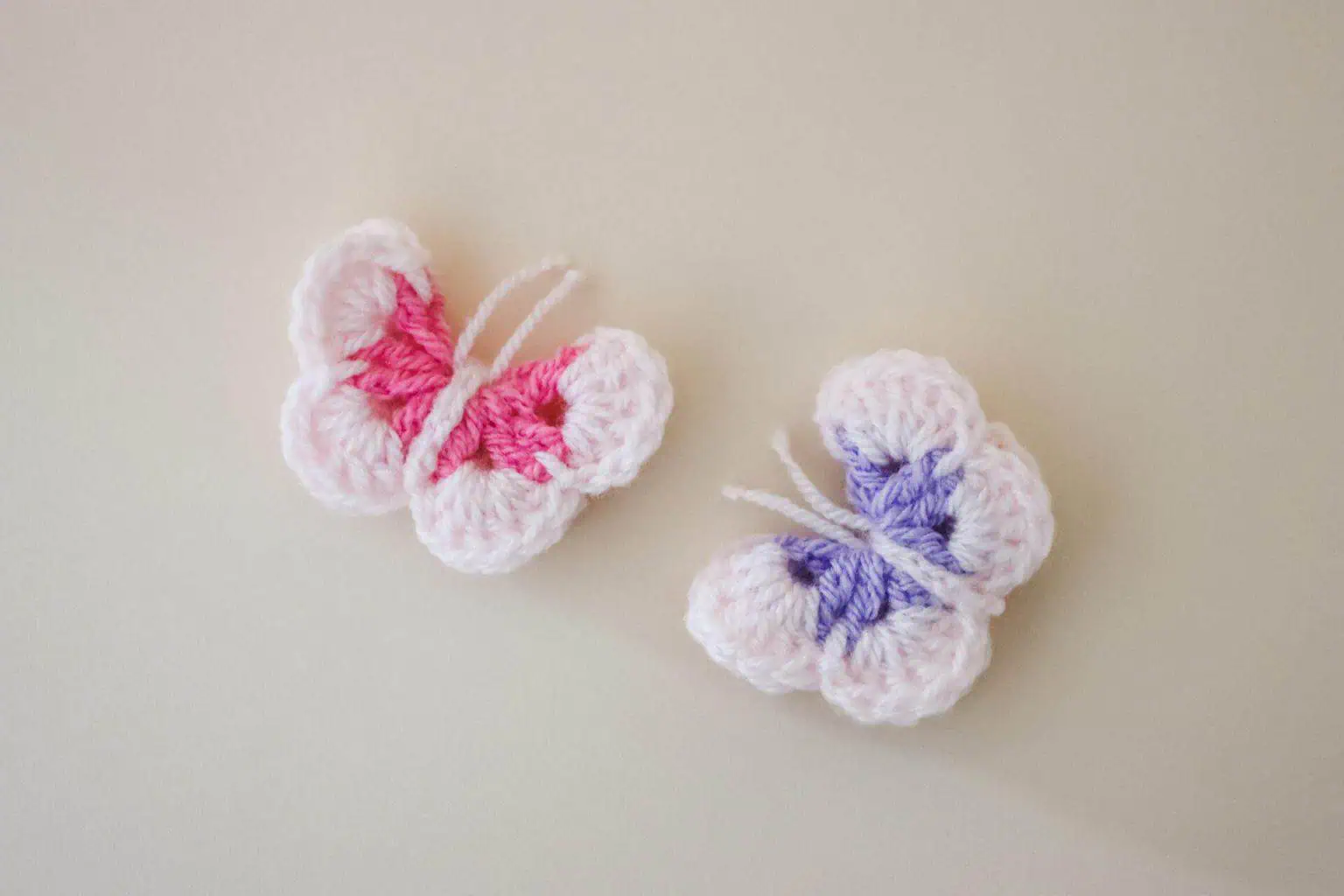 2 small crochet butterflies