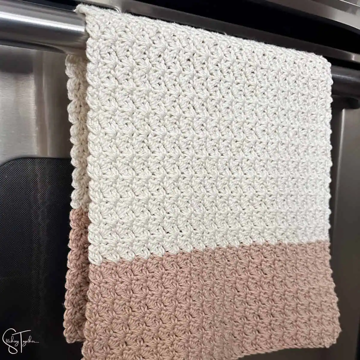 2 color hanging crochet kitchen towel